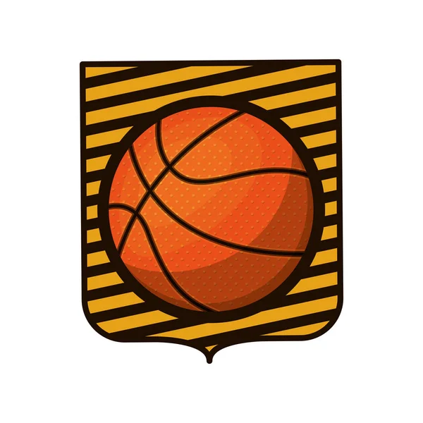 Emblema del torneo de baloncesto con pelota — Vector de stock