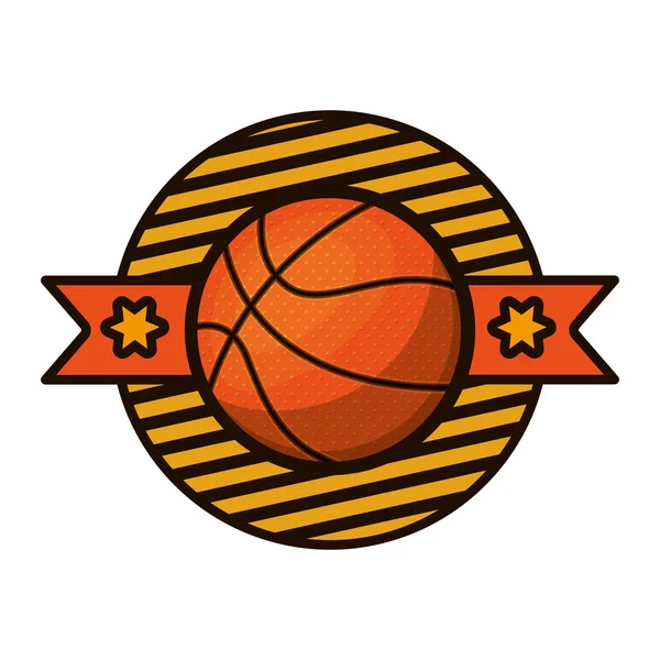 轮廓颜色象征与篮球球和丝带在中间 — 图库矢量图片