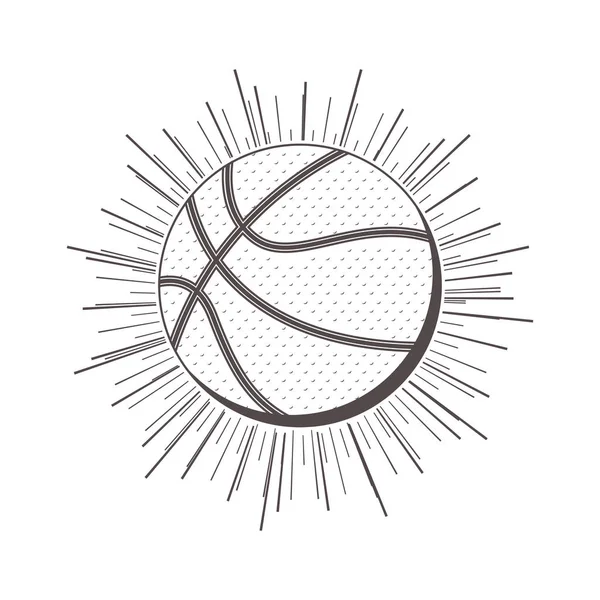 Silhueta escala cinza com bola de basquete — Vetor de Stock