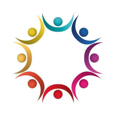 Eller yukarı ile renkli takım çalışması