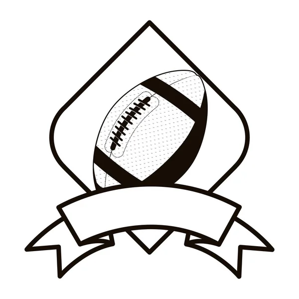 Graustufen-Fußballturnier Emblem mit Ball — Stockvektor