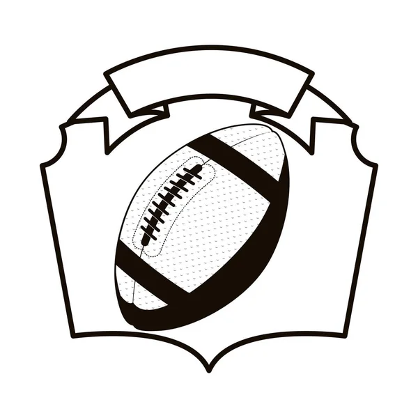 Emblème échelle de gris avec ballon de football — Image vectorielle