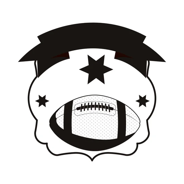 Monochroom heraldische met voetbal bal en de sterren onder lint — Stockvector