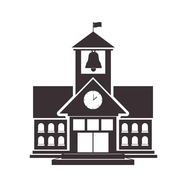 Silhouette noire structure de lycée avec drapeau — Image vectorielle
