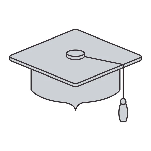 卒業の帽子の灰色のシルエット — ストックベクタ