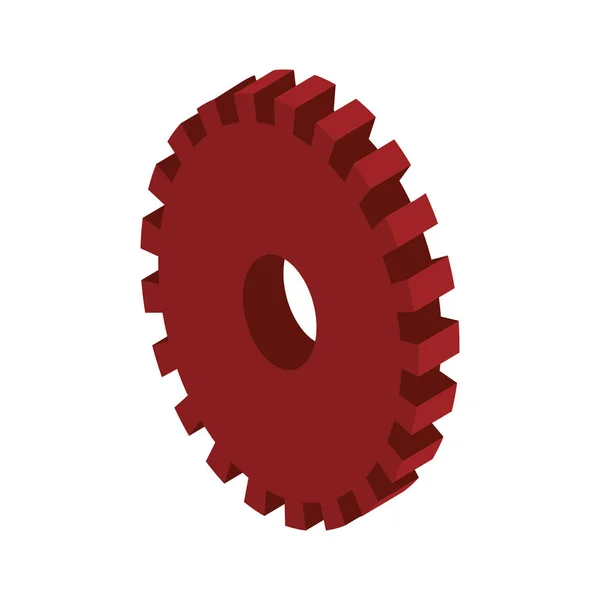 Driedimensionele silhouet rode gear wheel pictogram — Stockvector