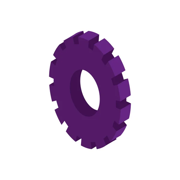 立体轮廓紫色齿轮图标 — 图库矢量图片