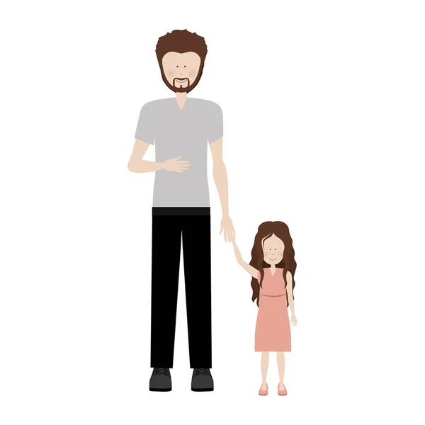 Far hålla hand en liten flicka — Stock vektor