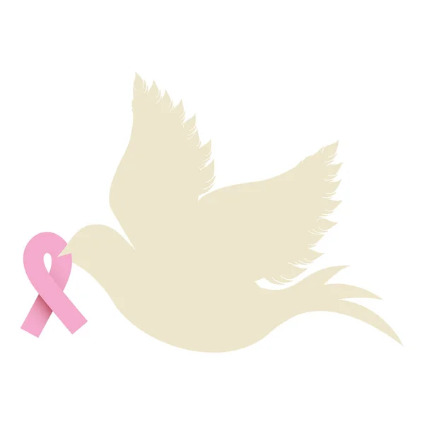 Pombo wiht fita de câncer de mama no pico —  Vetores de Stock
