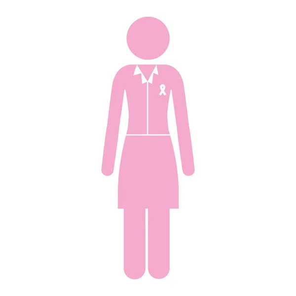 Silhouette rose femme avec ruban de cancer du sein — Image vectorielle
