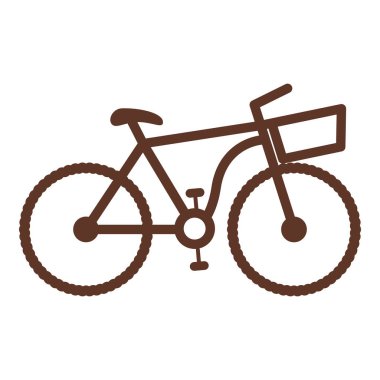 Bisiklet hafif kahverengi kontur sağdaki sepeti ile