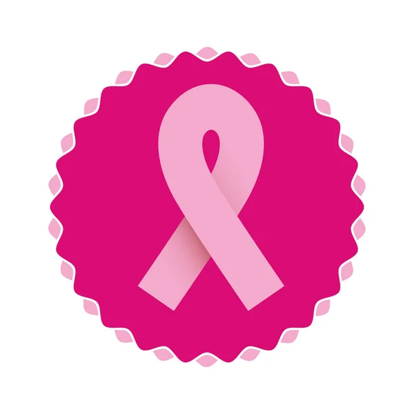 Pinkfarbenes Emblem mit Brustkrebs-Symbol — Stockvektor
