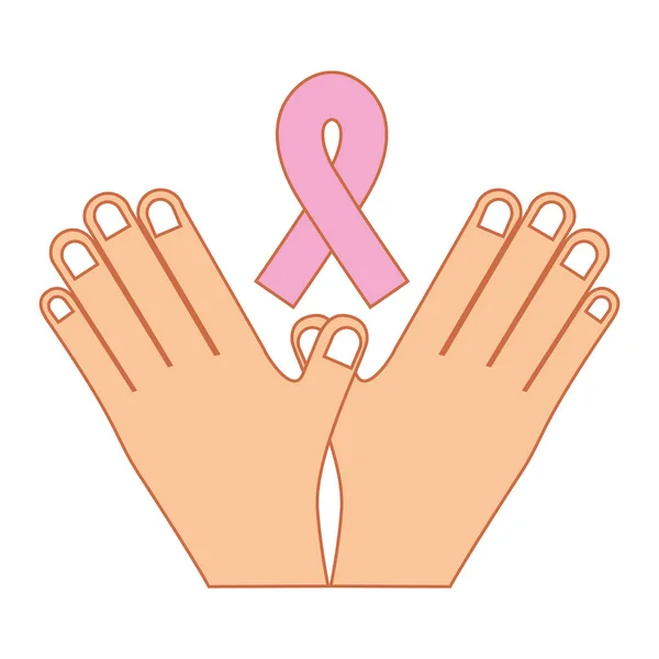 Symbole rose du cancer du sein et des mains — Image vectorielle