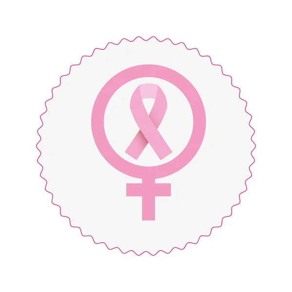 Symbols female and breast cancer in pink — Stock Vector