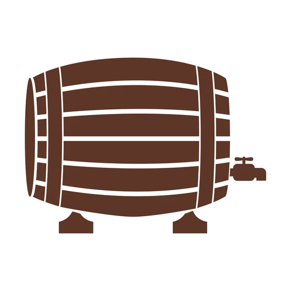 Silueta con barril de licor en color marrón — Vector de stock
