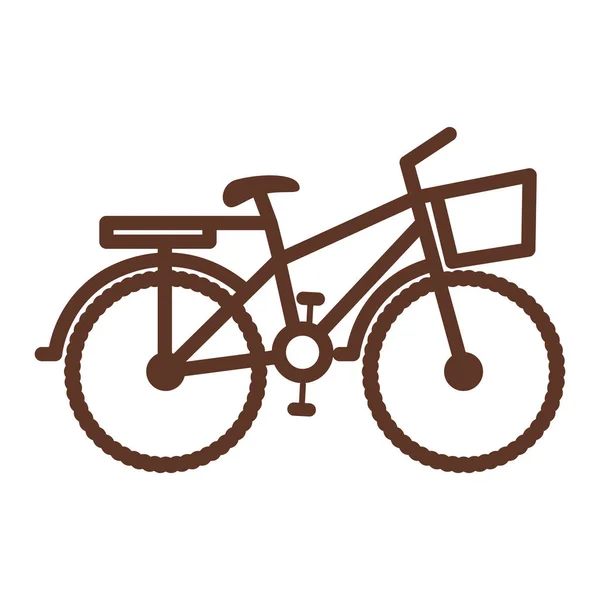 Bicycle light brown contour to the right with basket — стоковый вектор