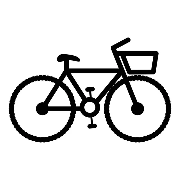 Bicycle monochrome contour to the right with basket — Stock Vector