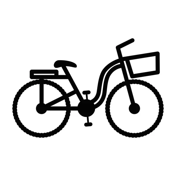 Bicycle monochrome contour to the right with basket — Stock Vector