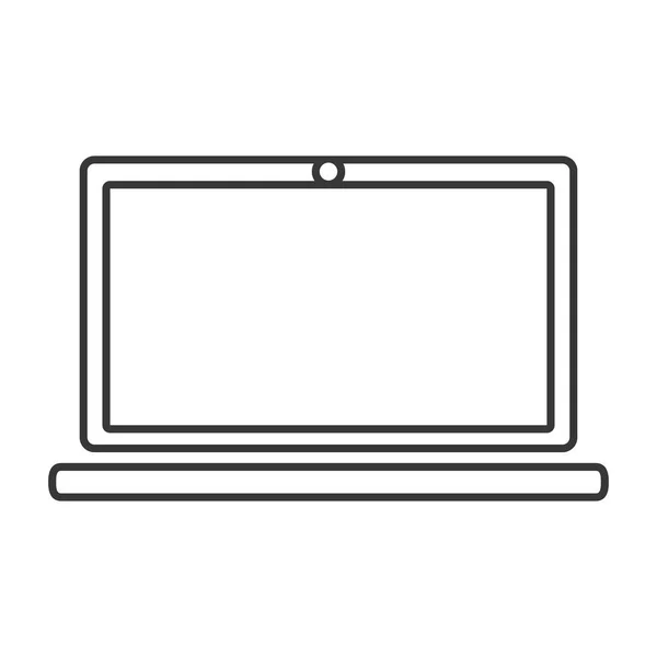 Kontur warna komputer laptop monokrom - Stok Vektor