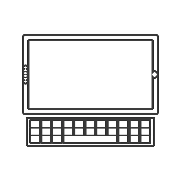 Contorno colore monocromatico tablet touch con tastiera — Vettoriale Stock