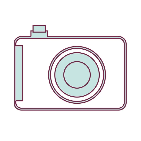 ライトブルー色の輪郭のアナログ カメラ — ストックベクタ