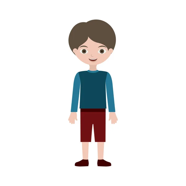 Niño de pie con pantalones y zapatos de camiseta — Vector de stock