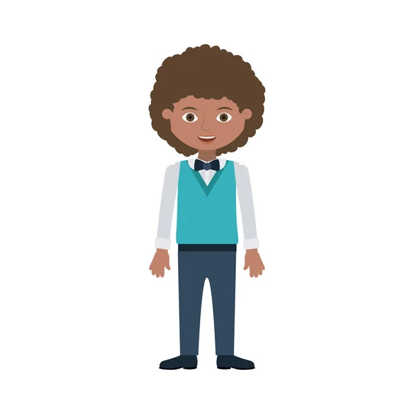 Homme jeune avec cheveux ondulés costume formel — Image vectorielle