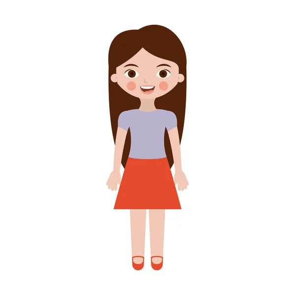 Adolescent avec les cheveux longs et jupe — Image vectorielle