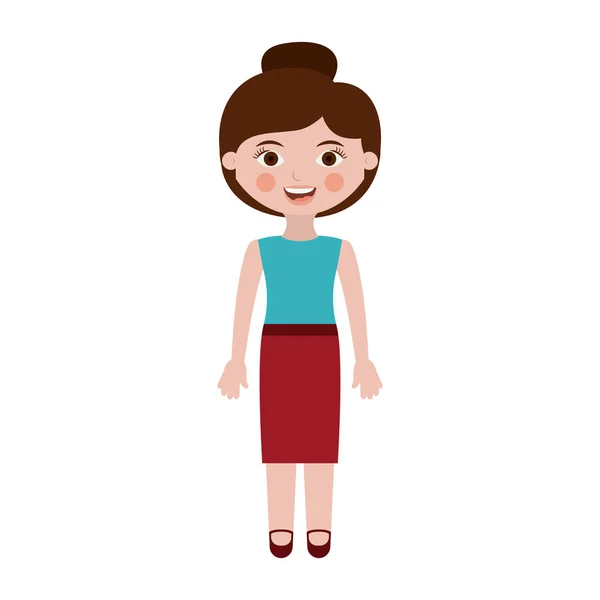 Femme avec cheveux et jupe collectés — Image vectorielle