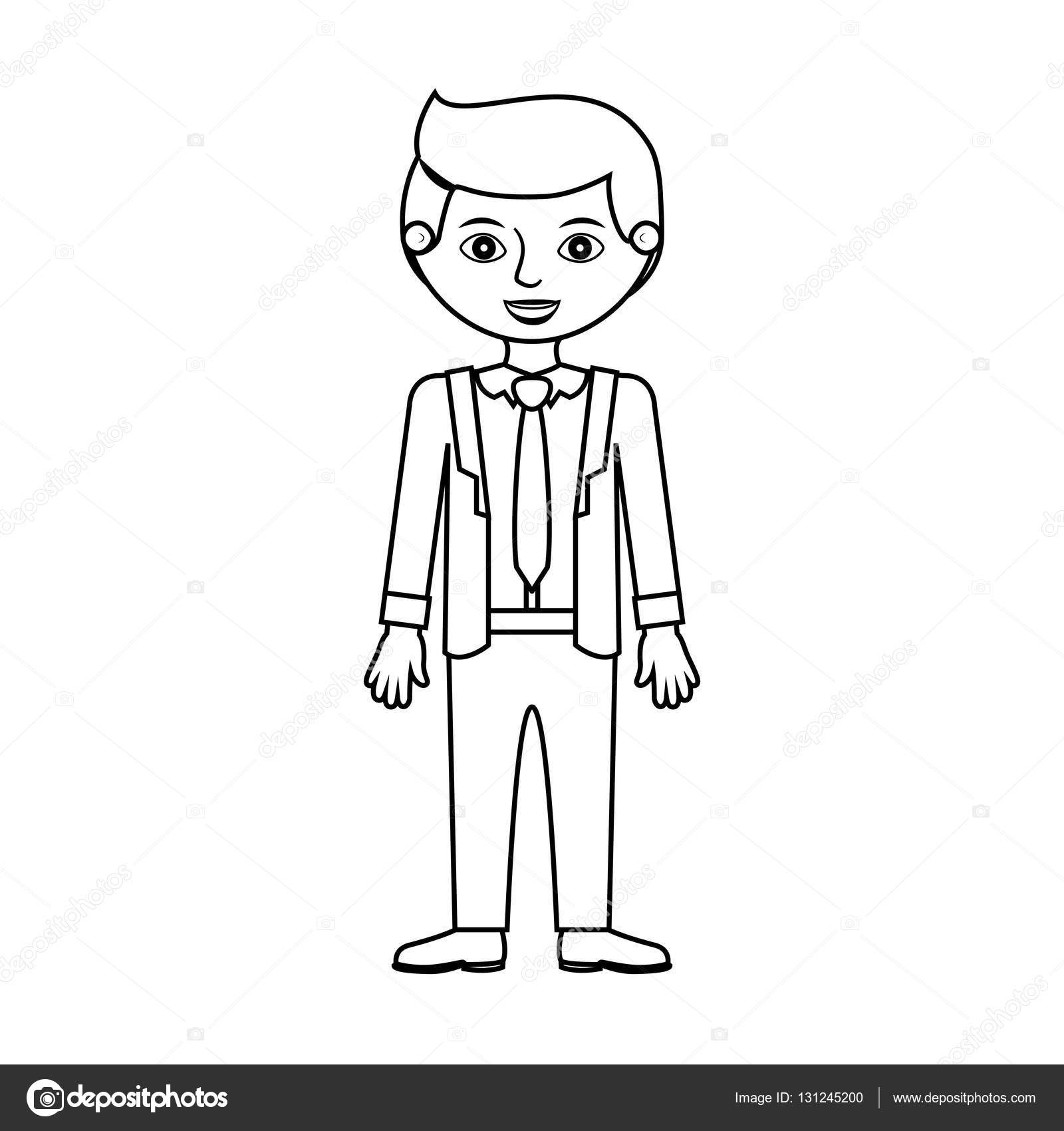 Man Young Silhouette With Formal Suit Stock Vector
