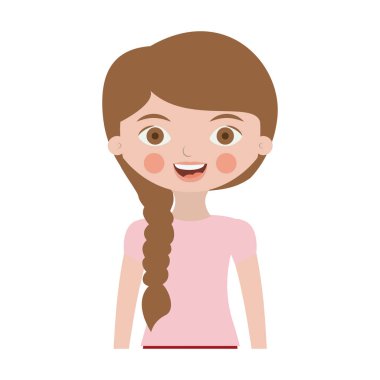 yarım vücut örgülü saçlı sevimli kız