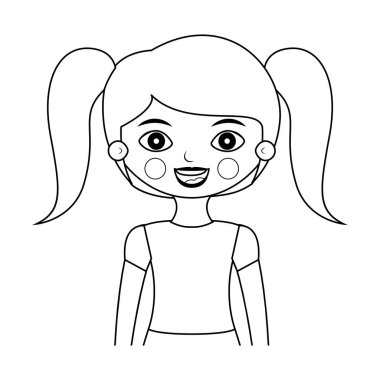 Half body girl silhouette with ponytails vector Half body girl silhouette with ponytails vector
