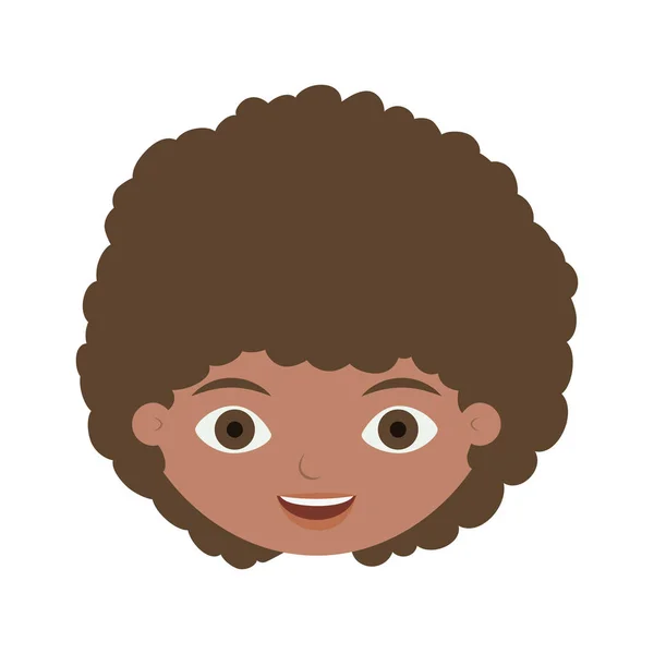 Rosto frontal criança com cabelo encaracolado —  Vetores de Stock