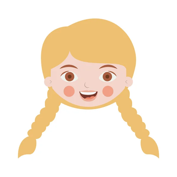Vooraanzicht blond meisje met gevlochten haar — Stockvector