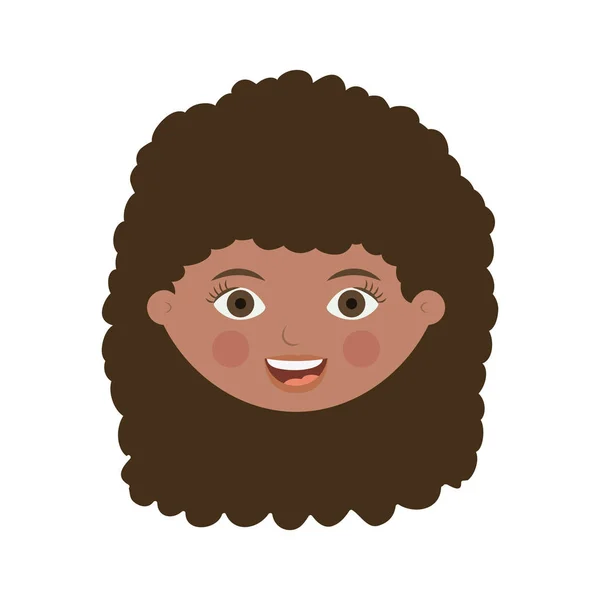 Frente mulher rosto com cabelo ondulado — Vetor de Stock