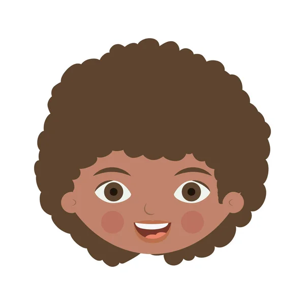 Front face brunette girl with curly hair — Stock Vector