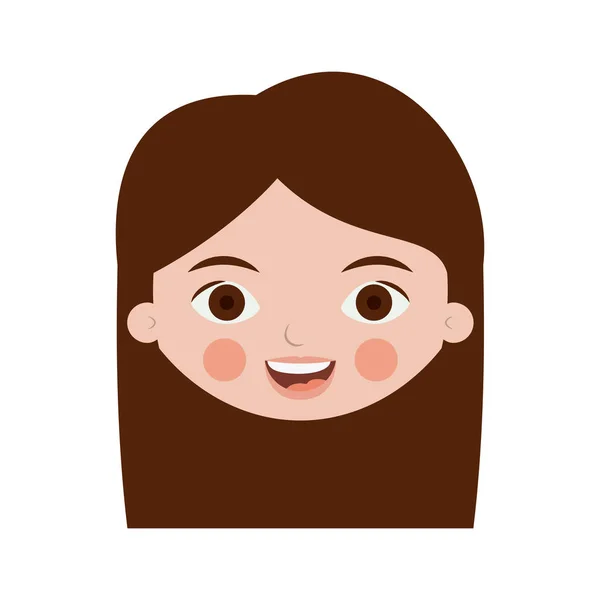 Cara frontal adolescente con pelo largo — Vector de stock