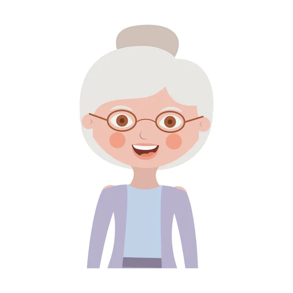 Halv kropp äldre kvinna med jacka — Stock vektor