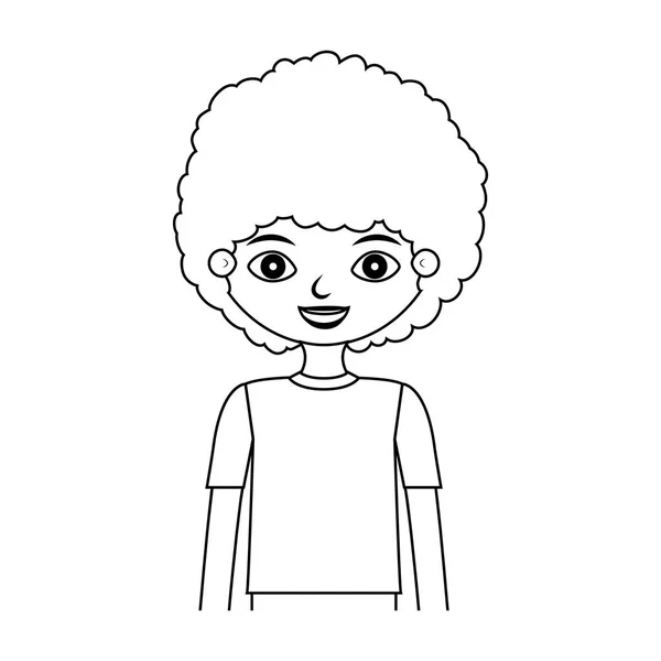Silhouette enfant demi-corps avec cheveux bouclés — Image vectorielle