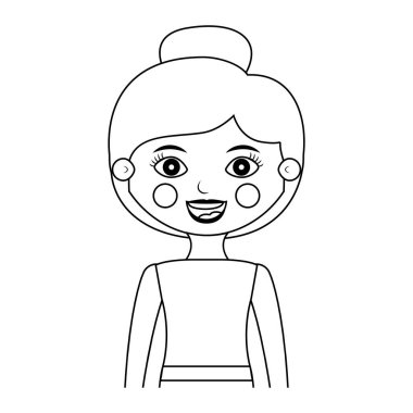 yarım beden Bayan siluet toplanan saç ile