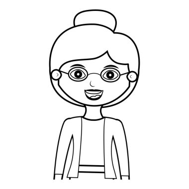 Gözlüklü yaşlı kadın siluet