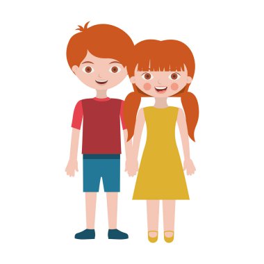 Redhead couple children with taken hands vector