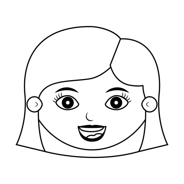 Frente rosto menina sorrindo silhueta com penteado — Vetor de Stock