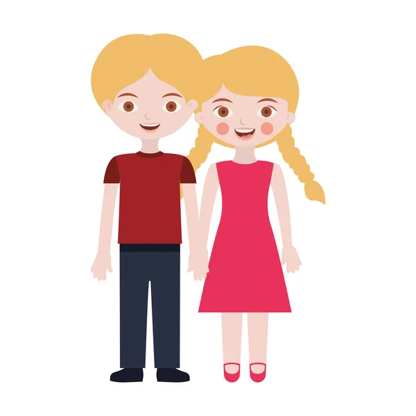 Couple of blond kids togheter — Stock Vector