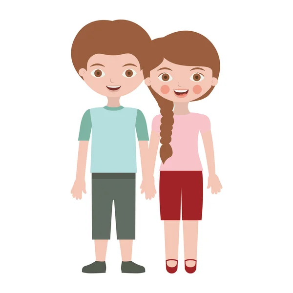 Хлопчик і дівчинка з взятими руками — стоковий вектор
