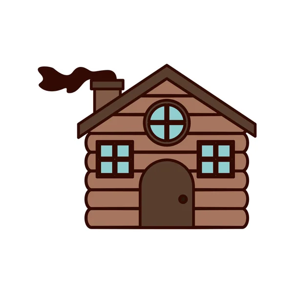 Casa feita de madeira com chaminé — Vetor de Stock