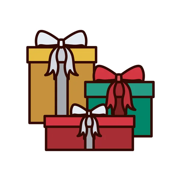 Zdobené vánoční dárek s mašlí — Stockový vektor