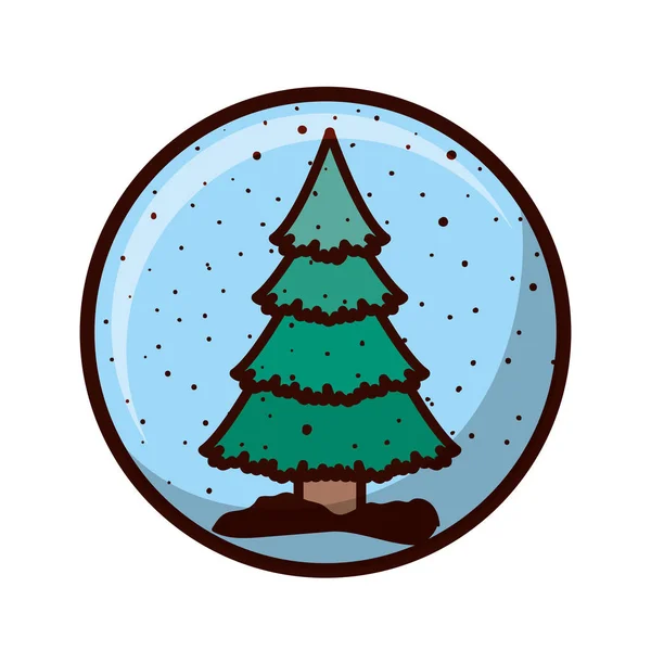 Sphère de cristal avec arbre de Noël à l'intérieur — Image vectorielle