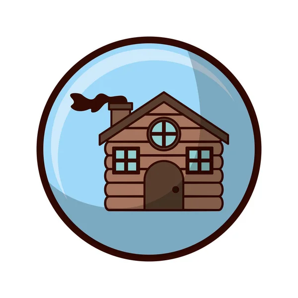 Esfera de cristal con casa de madera — Vector de stock