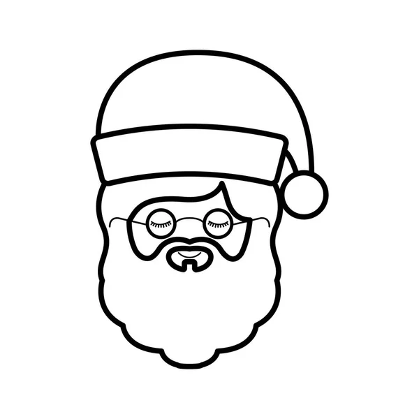 Face avant silhouette Père Noël claus avec chapeau de Noël — Image vectorielle